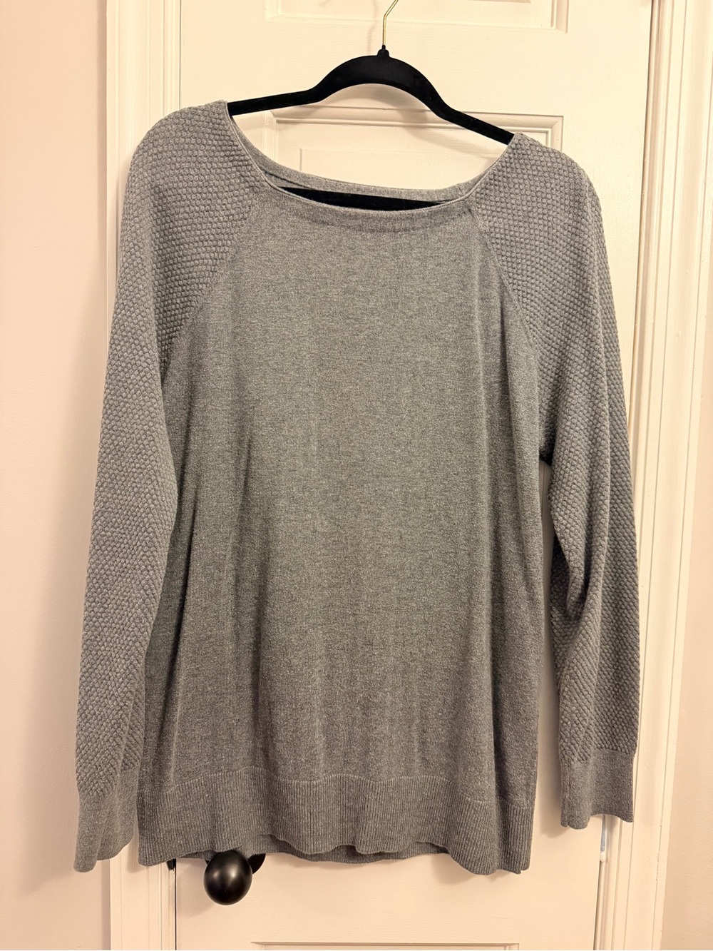 LOFT Light Gray Knit Scoop Neck Sweater